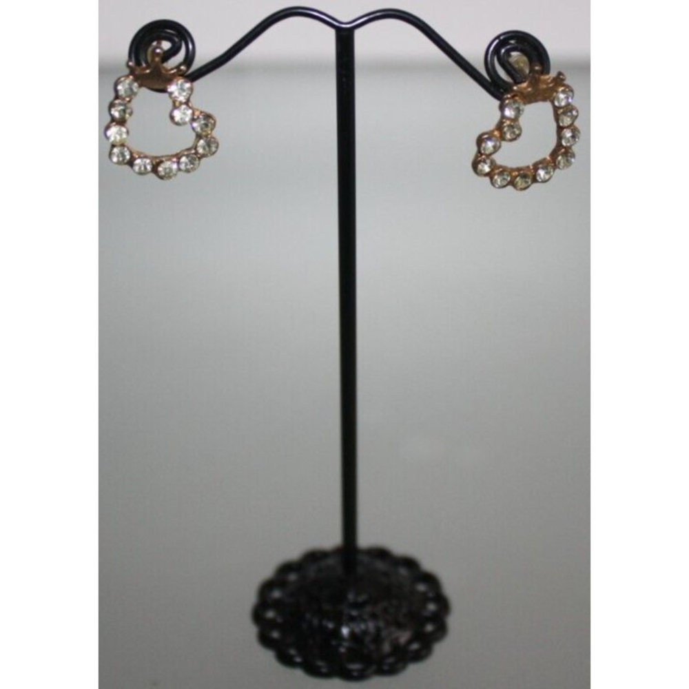 3/$15 Heart Rhinestone Earrings With Gold Crown Posts Women's Fashion Jewelry